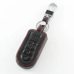 ダイハツ スマートキーカバー レザー 本革 キーケース 4つボタンタイプ 両側スライド ブラックレザー×レッドステッチ 送料無料 専用設計 レザーキーカバー キーホルダー　車用品 カーアクセサリー おしゃれ 女性 男性 人気 カーアクセ 小物