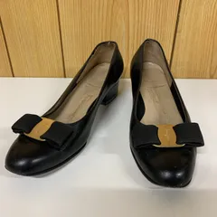 ☆-2 Salvatore Ferragamo サルヴァトーレフェラガモ ヴァラ パンプス ブラック 表記サイズ5 1/2 レディース 靴 ① F118153
