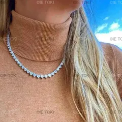 【在庫限り】ハート型ジルコンテニスチェーンネックレス レディース チョーカー CZ ブリンブリン ゴールド シルバー ピンク