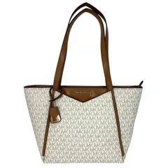 【MICHAEL KORS】マイケルコース ショルダーバッグ トートーバッグ ホワイト系 アイボリー系 バニラ エイコーン キャンバス MKシグネチャー レディース メンズ ユニセックス 【中古】 USED-AB 【9356】