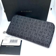 未使用★ BVLGARI ブルガリ ロゴマニア 長財布 ラウンドファスナー デニム カーフブラック 21064  Denim black / Calf black / Pall