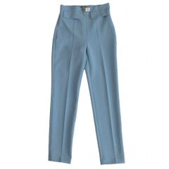 Elisabetta Franchi エリザベッタフランキ テーパードダブルストレッチクレープパンツ PA04831E2 ライトブルー サイズM 【中古】