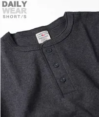 AVIREX アヴィレックス 半袖 ヘンリーネックTシャツ チャコール / DAILY RIB S/S HENLEY NECK T-SHIRT / リブ デイリーウェア 新品 アビレックス　CHARCOLのサムネイル