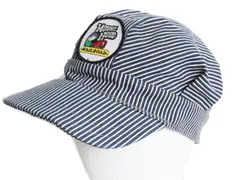 【お得なクーポン配布中!】 80s USA製 ヒッコリー ストライプ レイルロード キャップ メンズ レディース XL 帽子 古着 ヴィンテージ ワッペン 刺繍 ワンポイント 鉄道