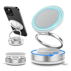 【新品】 EvoAce スマホホルダー 車 マグネット【真空ゲル吸盤+超強力N55磁石】マグセーフ対応 車載スマホスタンド 360°多角度調節&片手操作 折りたたみ式 高級アルミ合金製 iPhone&Android全機種対応 多車種が対応 車用品 安定吸着 1