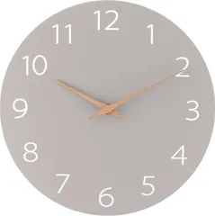 在庫処分　直径28cm 北欧インテリア mokumo 静かな掛け時計 幅28×奥行3.5×高さ28cm グレー 不二貿易 42116