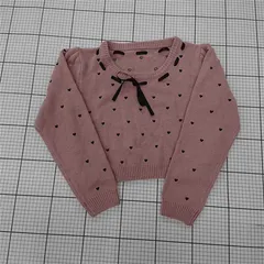 ◇ ⊇ evelyn エブリン ハート 刺繍 リボン 長袖 ニット セーター 表記なし ピンク系 レディース E  【1509300010331】