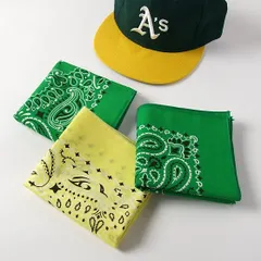 【3枚セット】MLB オークランド・アスレチックスカラー HAV-A-HANK/ハバハンク オリジナル ペーズリーバンダナ アメリカ製 新品 ATHLETICS-