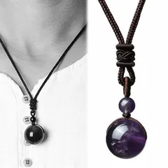 【シンプル/おしゃれ】16mm パワーストーン ネックレス チョーカー メンズ レディース NEK 天然石 お守り 7992054 (【H】アメジスト)