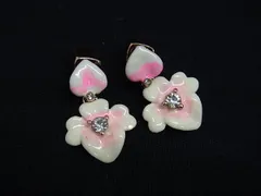 ■美品■ kate spade ケイトスペード ラインストーン フラワー 花 ピアス アクセサリー レディース アイボリー系×ピンク系 DI0425
