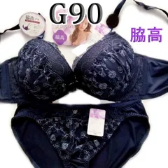 ♪[格安]02[G90&3L]ブラ ショーツ セットpan cuteモールド　ネイビーレース花柄　大きなカップサイズ 　新品未使用