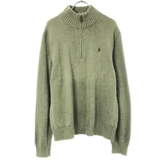 ポロラルフローレン 長袖 ハーフジップ コットンニット セーター S グリーン POLO RALPH LAUREN メンズ