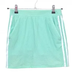 【超美品】アディダス ストレッチスカート ライトグリーン 織生地 3ライン白 内側インナーパンツ レディース S ゴルフウェア adidas