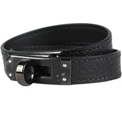 HERMES/エルメス　ケリー ブレスレット ドゥブルトゥール　シェーブル　ソーブラック×マットブラック金具　W刻印（2024年製）　サイズ：T2（S）【未使用品】