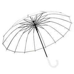 【風に強く、見た目も上品】 ビニール傘 16本骨 丈夫 おしゃれ 透明 クリア 雨傘 大人用 _a