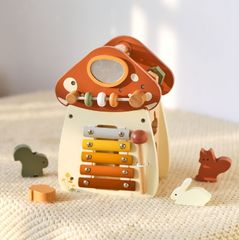 きのこデザイン 木製おもちゃ アクティビティトイ 仕掛けおもちゃ 森 知育おもちゃ