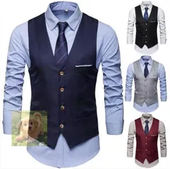 ジレベスト スーツベストメンズ ビジネス 春秋結婚式フォーマルカジュアル 紳士 無地シンプル尾錠付きスーツ仕立てスリム フィット
