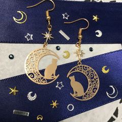 月に願いを　三日月と猫🐈