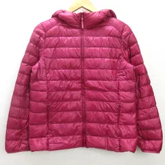 C■ユニクロ/UNIQLO ウルトラライトダウンジャケット フード  フルジップ【XL】ピンク/LADIES/y34【中古】■