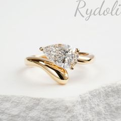K18 1.35ct オーダーメイドダイヤリング ラボグロウンダイヤモンド IGI鑑定書付き ペアシェイプカット Au750指輪 誕生日記念日プレゼント シンプルエレガント ラボダイヤリング 洗練されたデザインのダイヤリング 18金ダイヤモンドリング