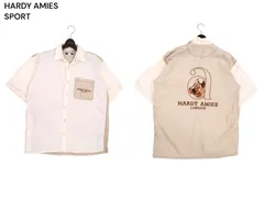 HARDY AMIES SPORT ハーディエイミス 春夏 犬 ロゴ刺繍★ 切替デザイン 半袖 シャツ Sz.3　メンズのサムネイル