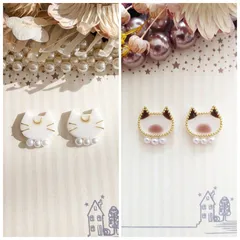 『サクラさく様専用』セーラームーン白猫アルテミス＆おしゃれシャム猫 ネジバネイヤリング 2点