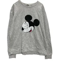 Disney キャラクタースウェット トレーナー レディース M ライトグレー ディズニー ミッキー プルオーバー 古着卸 アメリカ仕入 a612-5678