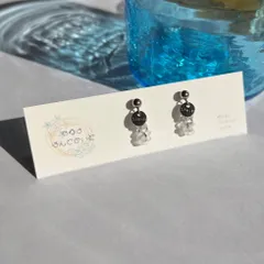 ガラスビーズピアス　フロスト加工　ファルファーレ　ステンレス