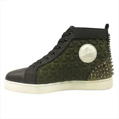 美品 クリスチャンルブタン Christian louboutin ルイス スパイク スタッズ スニーカー Louis Spikes シューズ 靴  ハイカット ナイロン レザー 41 26cm 緑 グリーン 黒 ブラック メンズ - メルカリ