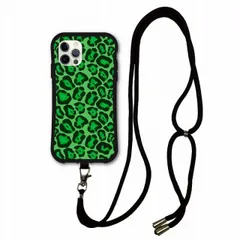 [iPhoneSE 第3世代/第2世代] スマホショルダー付 iPhone13 i-coronケース アイフォン 15 Pro 13 12 XS XR se2 se3 8Plus スマホケース 耐衝撃 カバー 側面保護 ヒョウ柄 アニマル グリーン かわいい