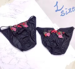 花刺繍ブラックショーツLサイズ２点セット      S067