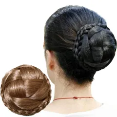 Luce brillare 和装ウィッグ シニヨン お団子 和装 着物ウィッグ 部分ウィッグ つけ毛 髪飾り ヘアピース 盛り髪 着物 結婚式 浴衣 成人式 入学式 編みこみ ポイントウィッグ レディース 女性 日本舞踊 和装ヘアピ [ライトゴールド] [雅]