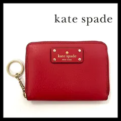 【kate spade】ラウンドファスナー 財布  レザー レッド/赤 コインケース 小銭入れ コンパクトウォレット  ケイトスペード NEW YORK/ニューヨーク (MM-272)