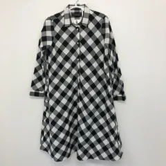 【Madame Hiroko】マダムヒロコ　ブラック・ホワイト・グレーのチェック　11　シャツワンピース　長袖のサムネイル