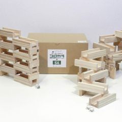 コロカラつみき (40ピース ビー玉付) + からからつみき54 (80ピース)セット 知育玩具 ビー玉ころがし 国産 木のおもちゃ