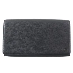 極美品▼Dunhill ダンヒル ロゴ金具 トラベルポーチ オーガナイザー レザーウォレット 二つ折り 長財布 ブラック メンズ