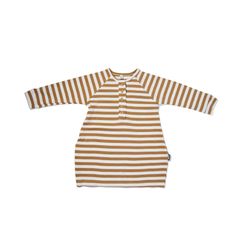 《COODO》長袖　ワンピース　86 ／ Simple maxi dress_milkchocolate stripe