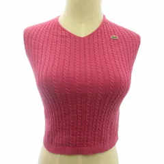 ラコステ LACOSTE ニットキャミソール セーター ロゴ刺繍 ピンク 36 約S ■DC6のサムネイル