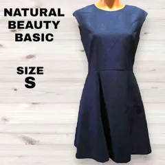 美品　NATURAL BEAUTY BASIC ネイビー ワンピース Sサイズ