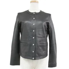 allureville アルアバイル ジャケット ブルゾン カーディガン アウター ブラック 黒 1 S  レザー ショート丈 ノーカラー ドットスナップ 羊革 羽織り 秋冬 モード クラシカルのサムネイル