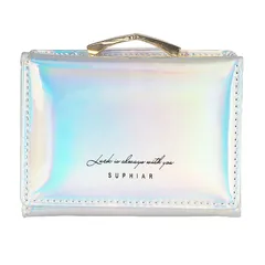 【在庫セール】ミニ 三つ折り財布 学生 小銭入れ [Cosylive]財布 ガールズ コインケース PUレザー レディース 子供 財布 5色 (シルバー)