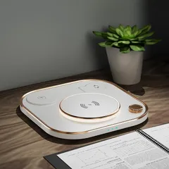 『新品未使用』4 IN 1 ナイトライト付き急速ワイヤレス充電器 ホワイト　ブラック