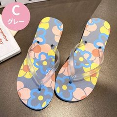 イージーサンダル トングサンダル レディース サンダル 軽量 花柄 総柄 英文字 ビーチサンダル ビーサン リゾートサンダル 夏 アジアン エスニック ペタンコ 大きいサイズ ファ min#