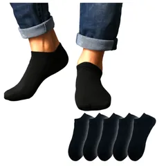 [Toré] 【トレ】 靴下 メンズ くるぶし 綿 厚手 耐久性 スポーツ 運動 5足セット 24-28cm 消臭 抗菌 快適 通気性 速乾 臭わない 春 夏 秋 冬 年中 無地 黒 ブラック