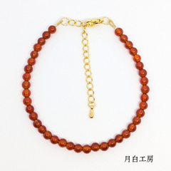 NO.108　天然石　レッドアゲート　（赤瑪瑙）　丸玉約4.5mm　シンプル　ブレスレット