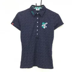 【美品】フィラゴルフ 半袖ポロシャツ ネイビー×白 ピンドット 襟裏ストライプ  レディース M ゴルフウェア FILA GOLF