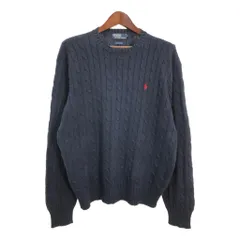 90年代 Polo by Ralph Lauren ポロ ラルフローレン ケーブルニット セーター ネイビー (メンズ XL) 中古 古着 S4186