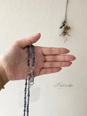 [スマホショルダー]Beads design mobile shoulder(Pearl Black)