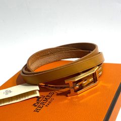 1429　Hermès Hermes  エルメス　アピ　レザーブレスレット　キャメル　ゴールド金具  Mサイズ