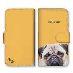 iPhone14Pro ケース 手帳型 アイフォン14 プロ スマホケース パグ 犬 わんこ ドッグ 顔 顔面 かわいい 可愛い 写真 イラスト カラー01